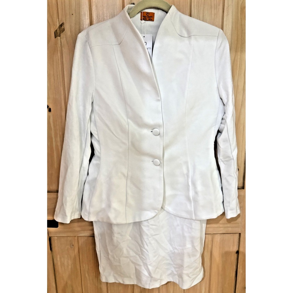 Mary Crafts White Skirt Suit Women's Size 10 Career Blazer Pencil Skirt Set